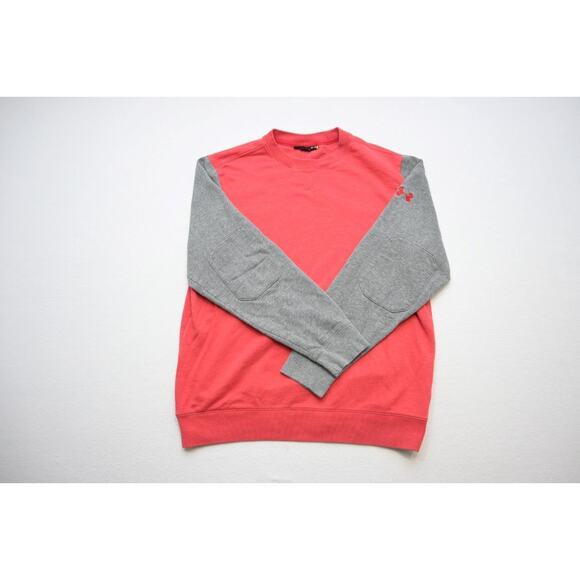 Under Armour Gym Sweatshirt Red Loose Pullover Performance Mens Sz Large - Picture 1 of 9